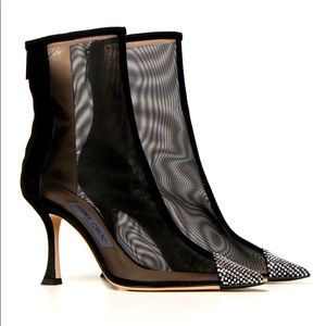 Jimmy Choo Naidoo 90 Mesh & Suede Bootie
